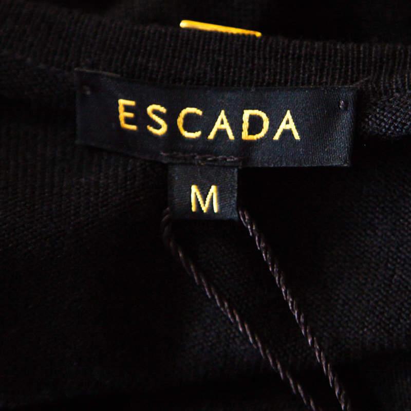 Escada Black Contrast Floral Embroidered Samaya Cropped Cardigan M 1