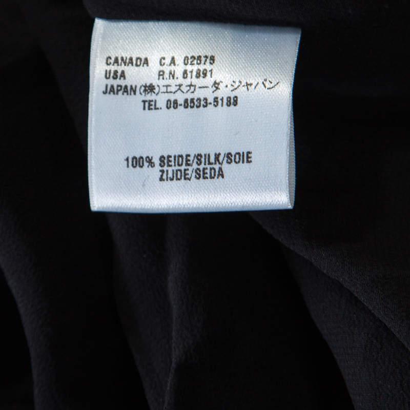 Escada Black Crepe Silk Sequin Embellished Fringed Hem Evening Dress M For Sale 2