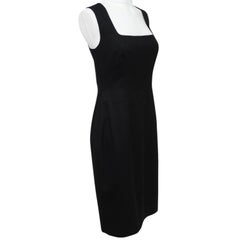 ESCADA Black Dress Sleeveless Shift Wool Blend Sz 38