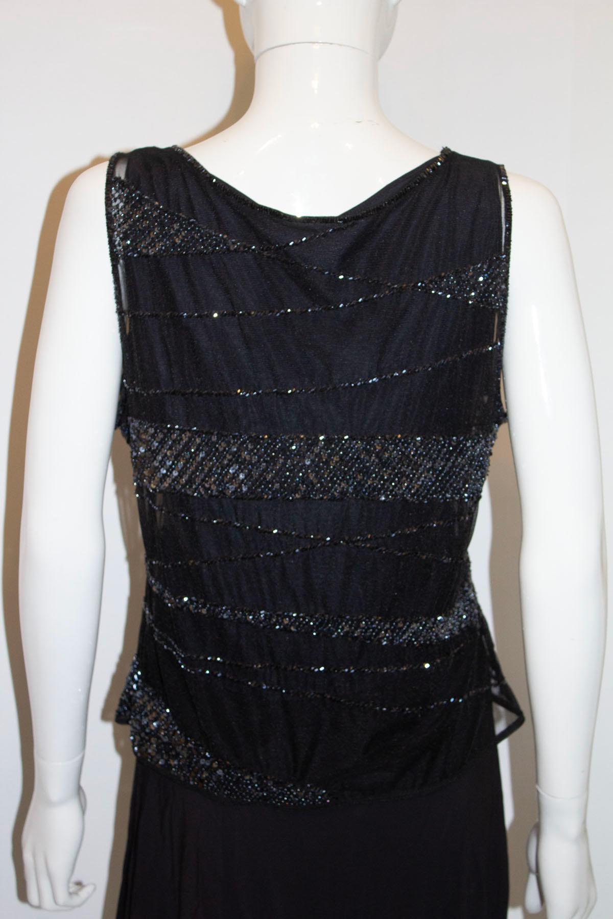 Escada Black Evening Top with Bead and Sequin Detail In Good Condition For Sale In London, GB