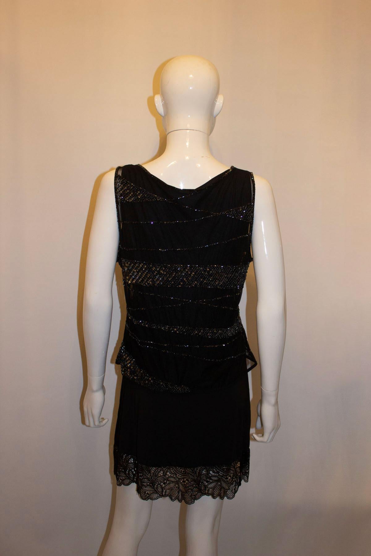 Women's or Men's Escada Black Evening Top with Bead and Sequin Detail For Sale
