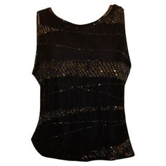 Escada Black Evening Top with Bead and Sequin Detail