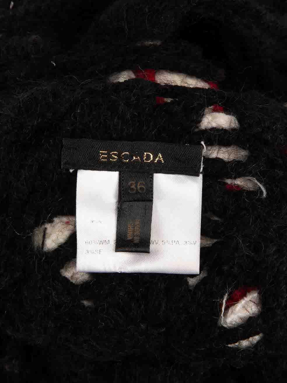 Escada - Écharpe en crochet à fleurs noires en vente 2