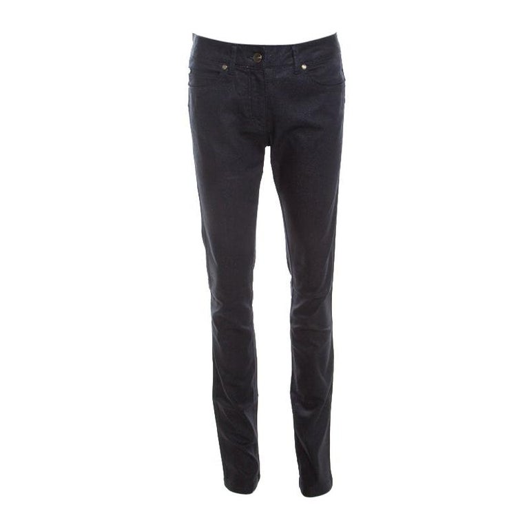 Escada Black Glitter Denim High Rise Straight Leg Jeans XL at 1stDibs
