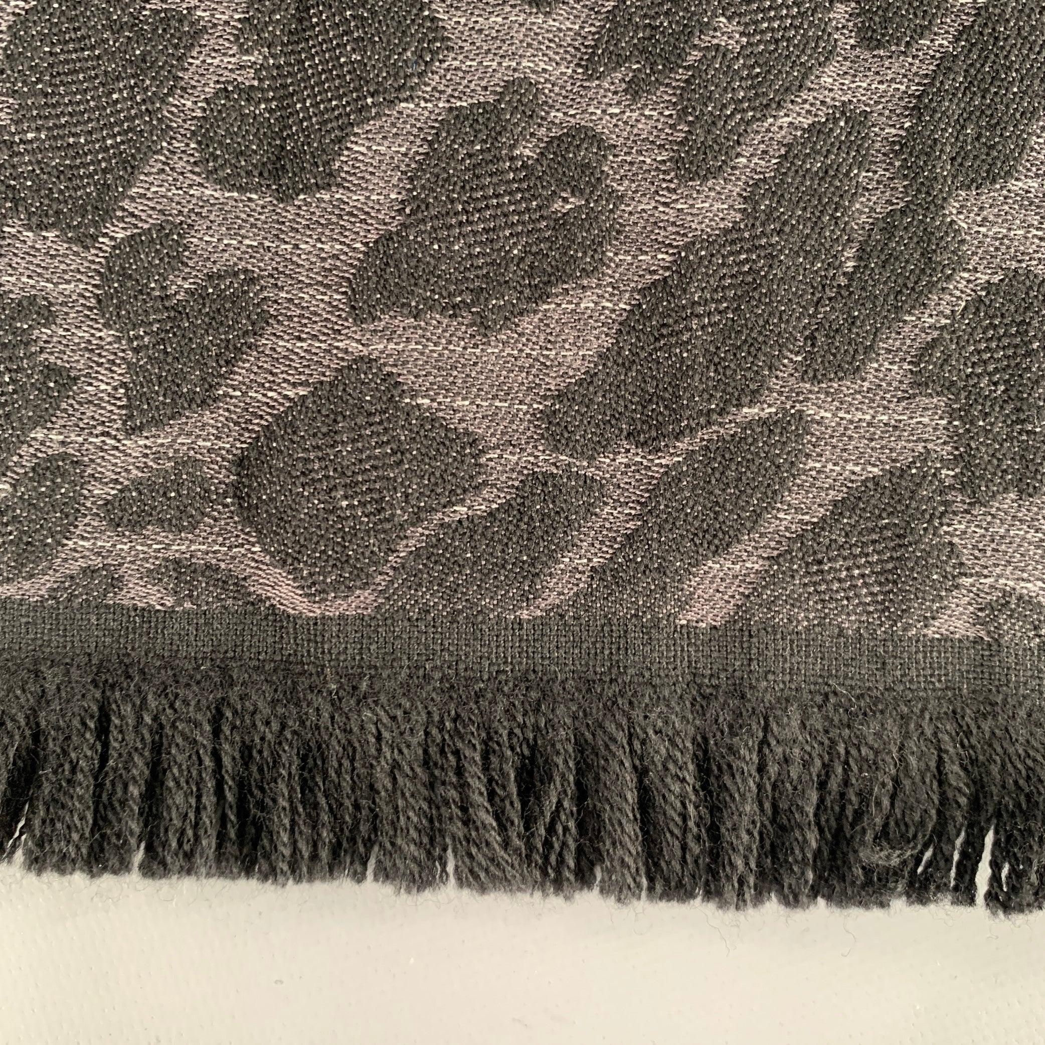 Men's ESCADA Black Grey Animal Print Fringe Scarf For Sale