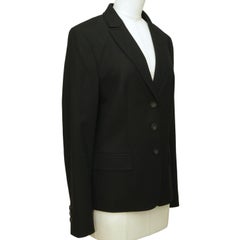 ESCADA Black Jacket Blazer Coat Long Sleeve Buttons Wool Collar Lined Sz 38