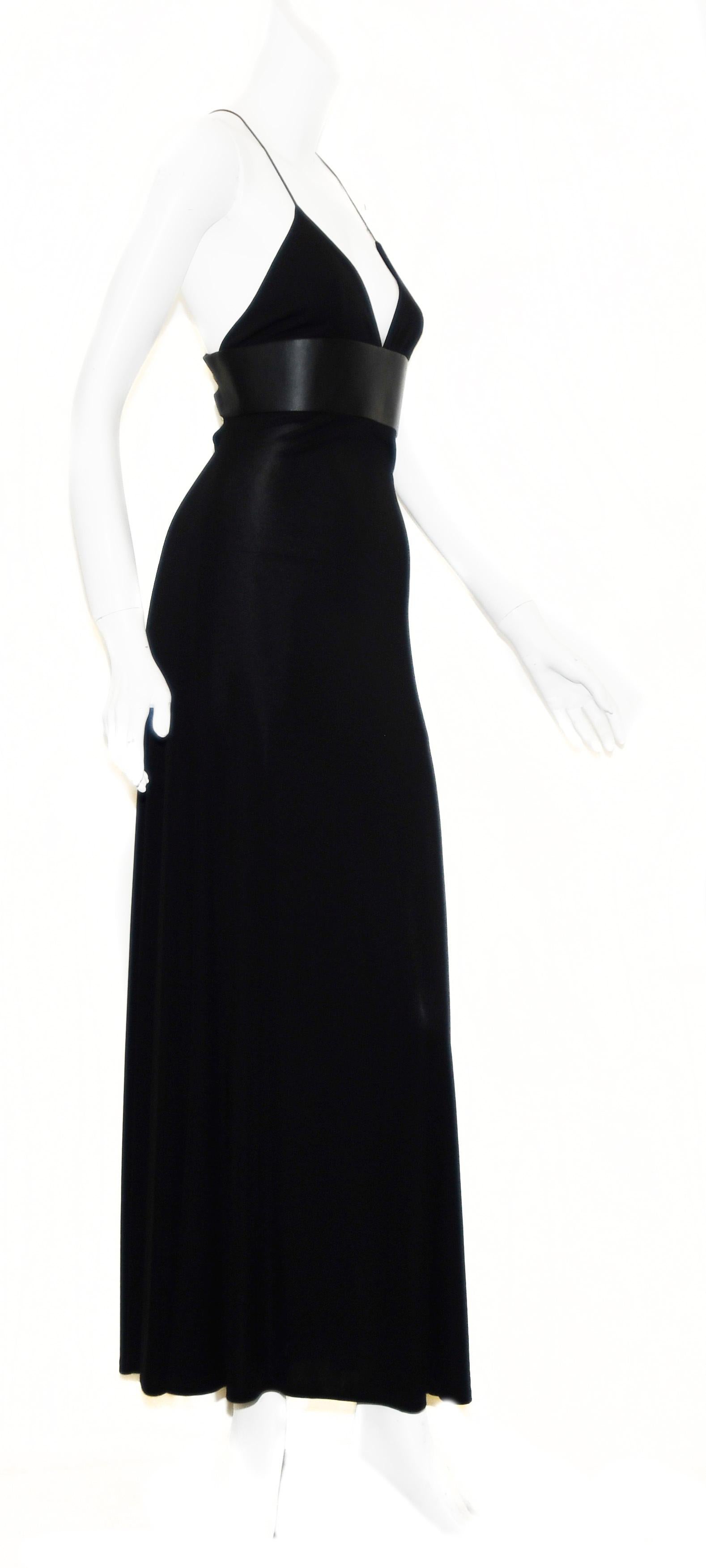 Margaretha and Wolfgang Ley debuted their company in the late 1970s, and named it for a racehorse that proved lucky for them, Escada. The German line soon established a reputation for distinctive, well-made clothes. This contemporary long dress with