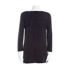 Escada Black Knit Lace Trim Long Sleeve Emana Tunic S