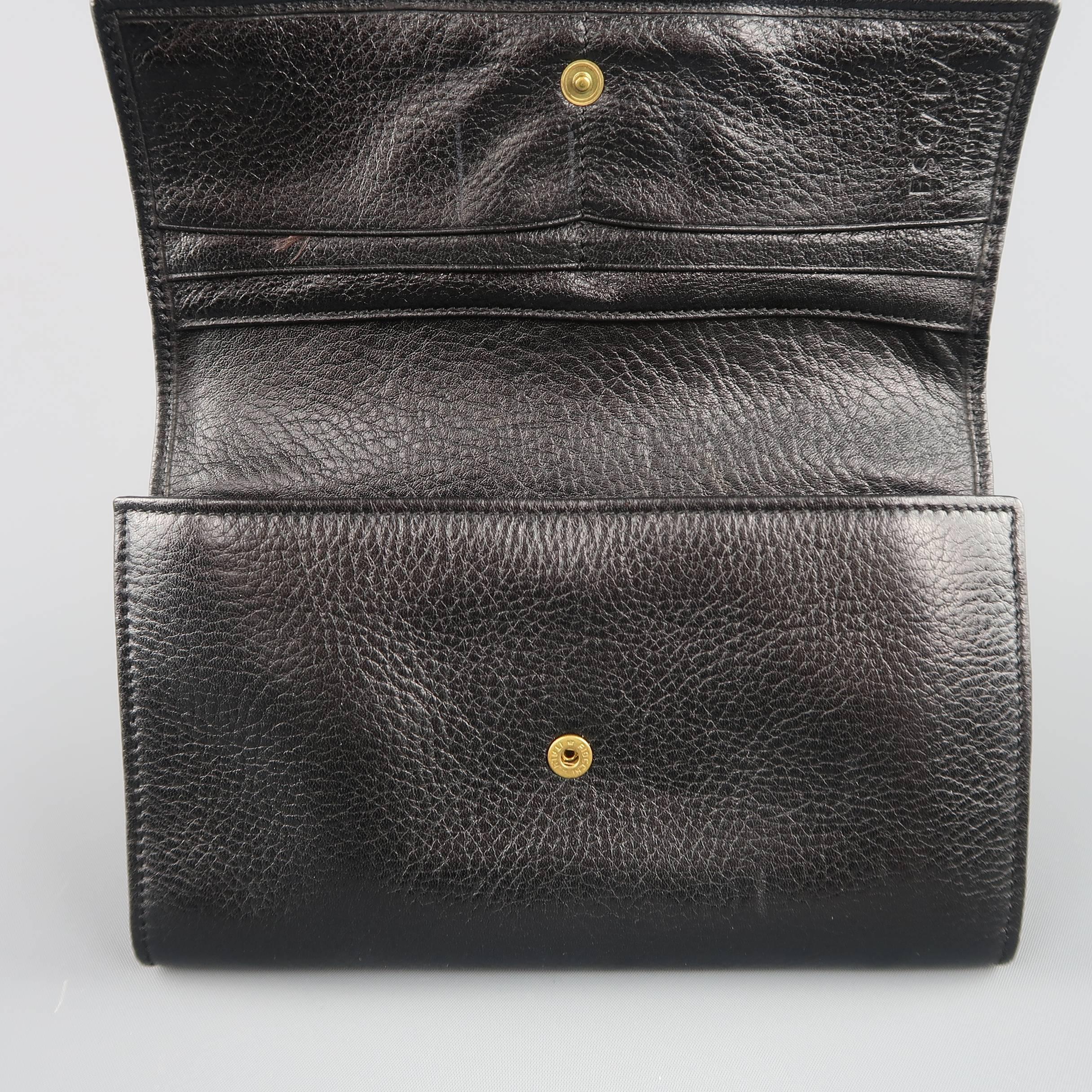  Escada Black Leather Gold Double E Flap Wallet 4