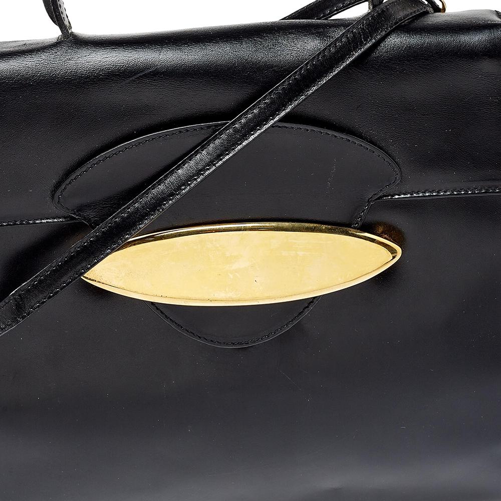 Escada Schwarz Leder Top Handle Tasche 6
