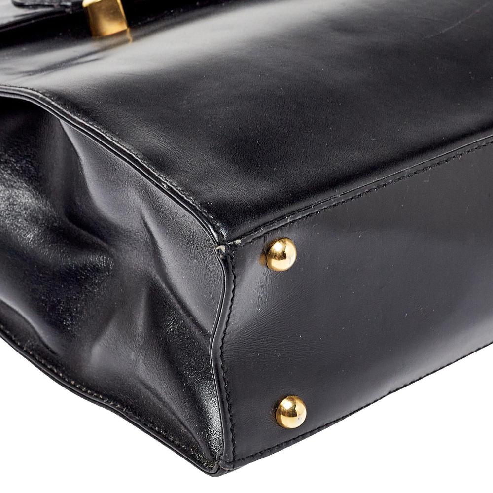 Escada Schwarz Leder Top Handle Tasche 2