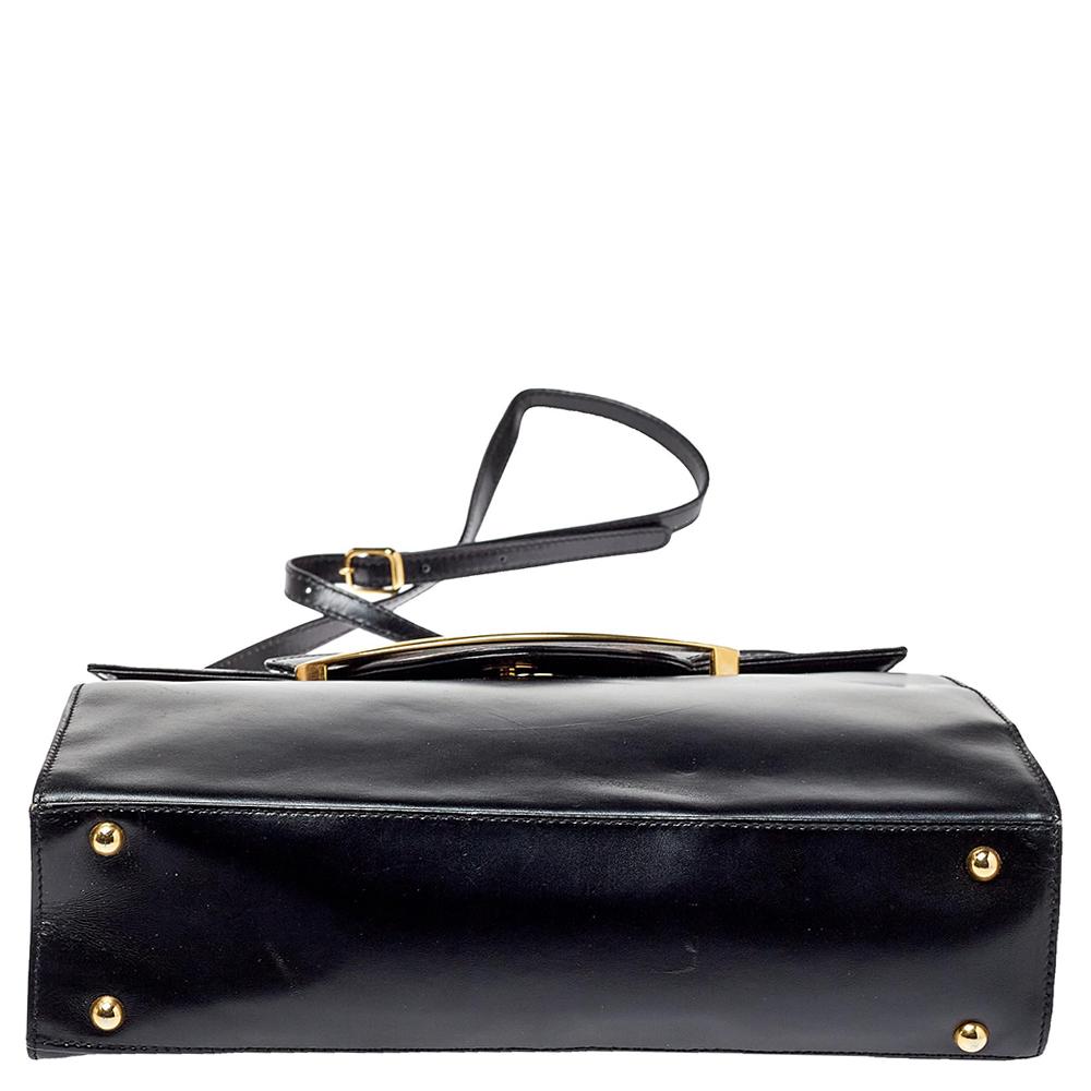 Escada Schwarz Leder Top Handle Tasche 4
