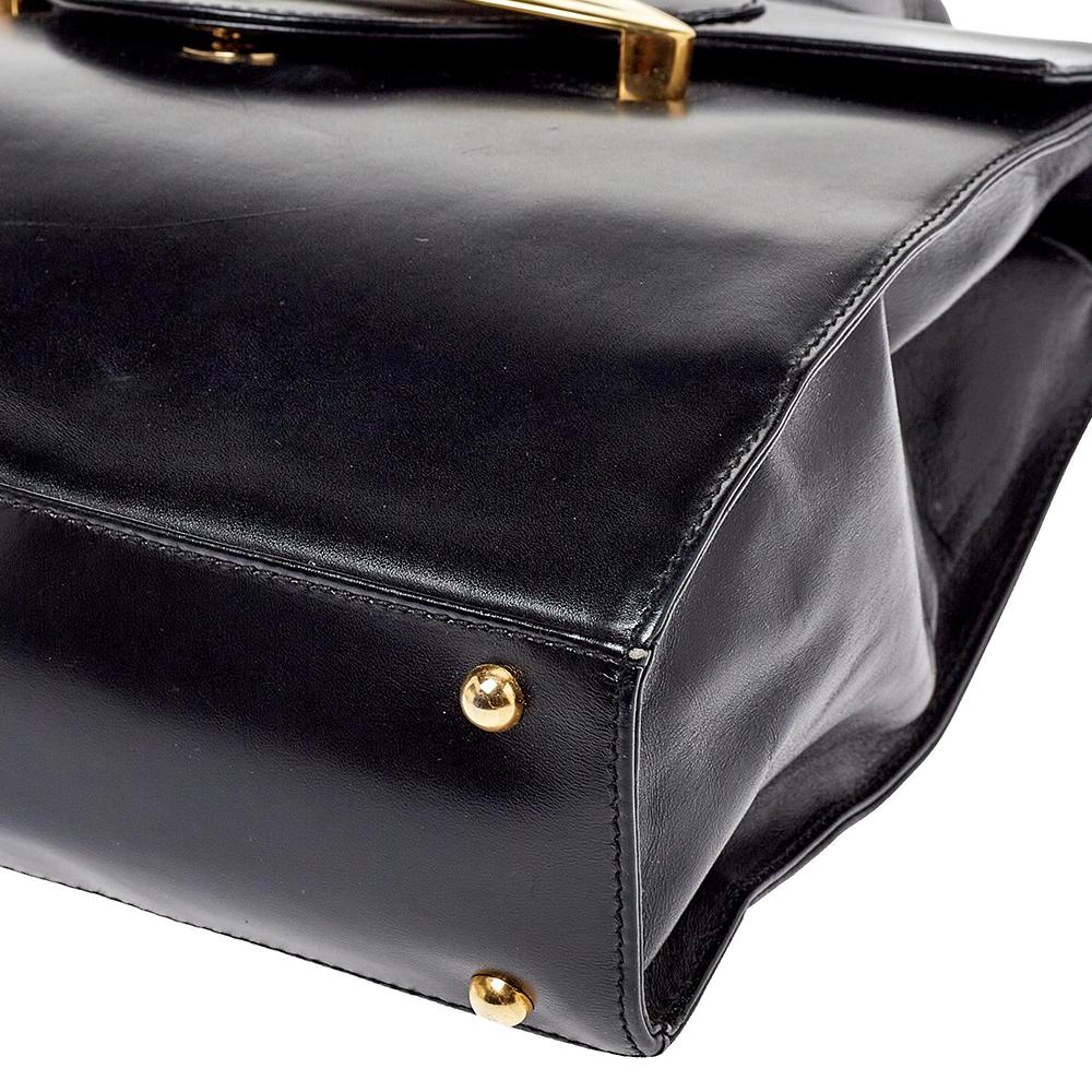 Escada Schwarz Leder Top Handle Tasche 5