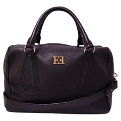 Bolso de cuero negro con asa superior de Escada
