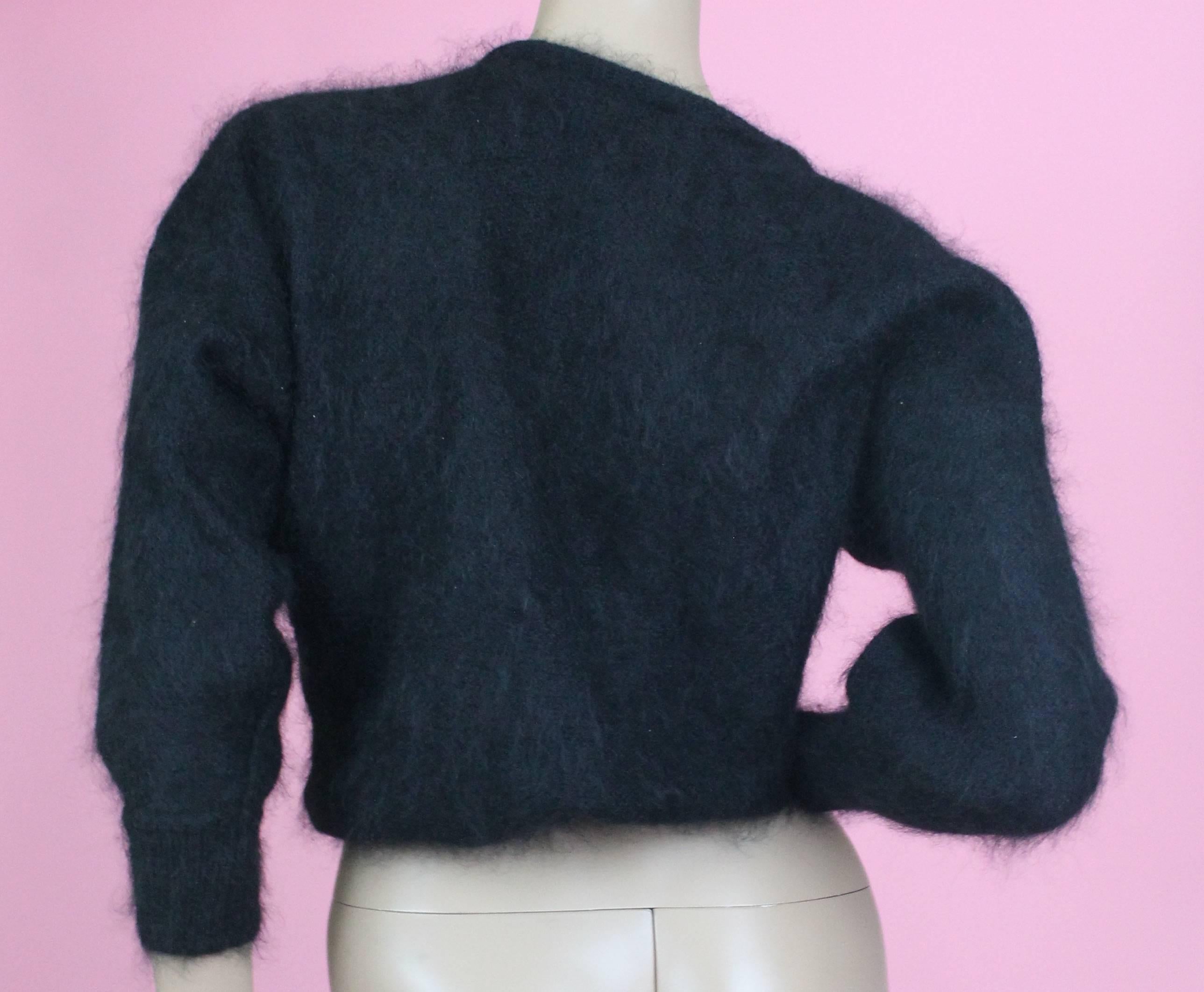 Escada Black Mohair Sweater with Sequins, circa 1980s  In Excellent Condition For Sale In Los Angeles, CA