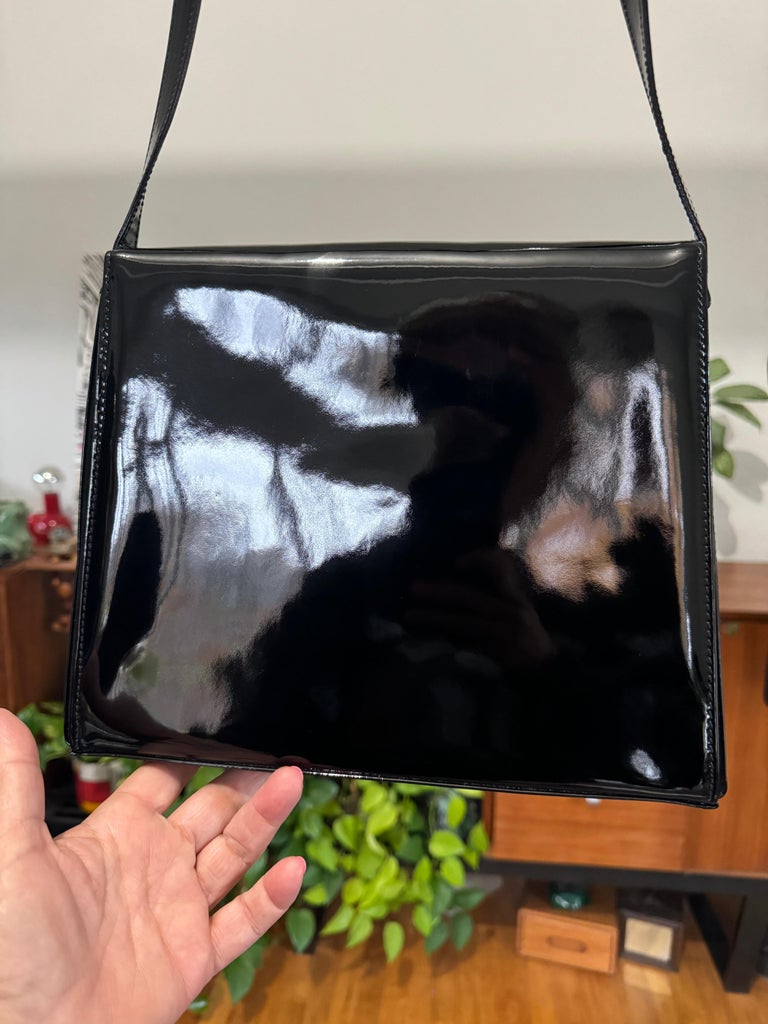 Escada Black Patent Leather Kelly Hand Bag Never Used- With Tags 