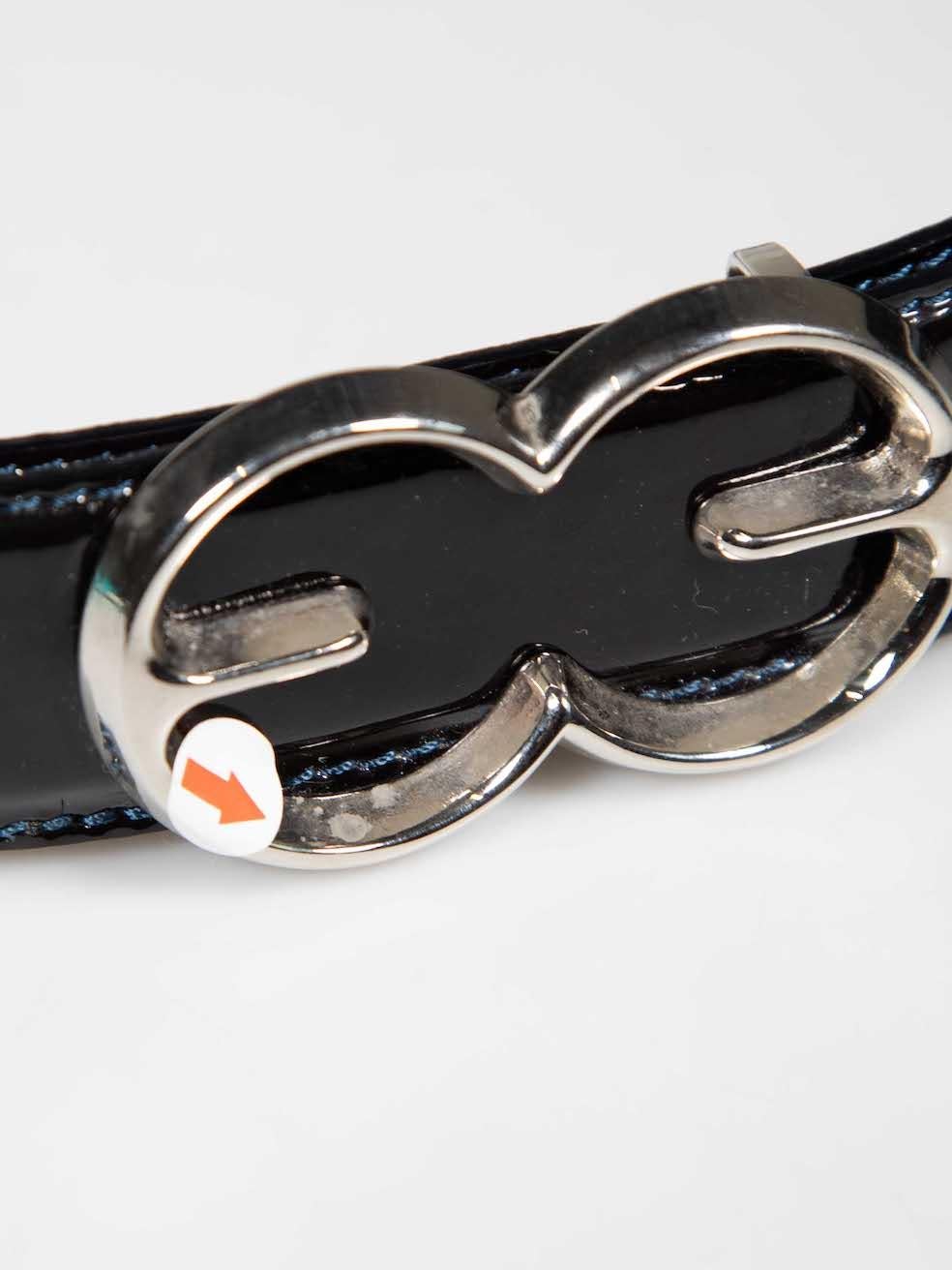 Escada Black Patent Leather Logo Buckle Belt For Sale 1