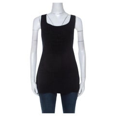 Escada Black Perforated Knit Wool Tank Top L