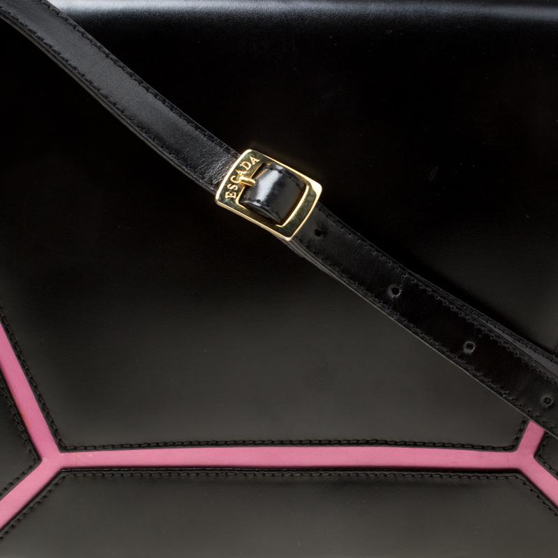 Escada Black/Pink Leather Shoulder Bag 6