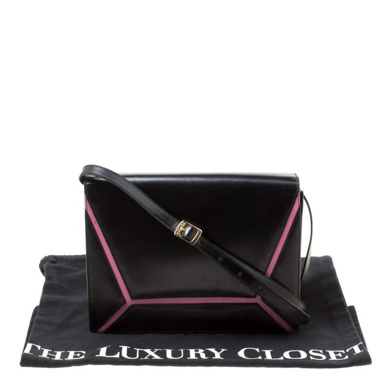 Escada Black/Pink Leather Shoulder Bag For Sale 7