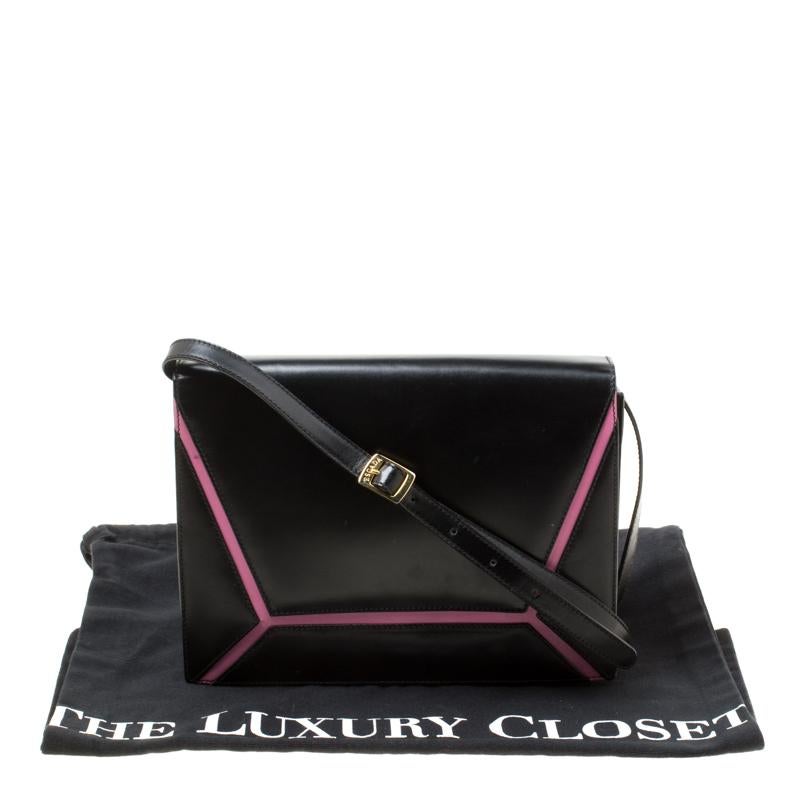 Escada Black/Pink Leather Shoulder Bag 7