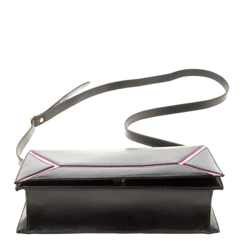 Escada Black/Pink Leather Shoulder Bag For Sale 3