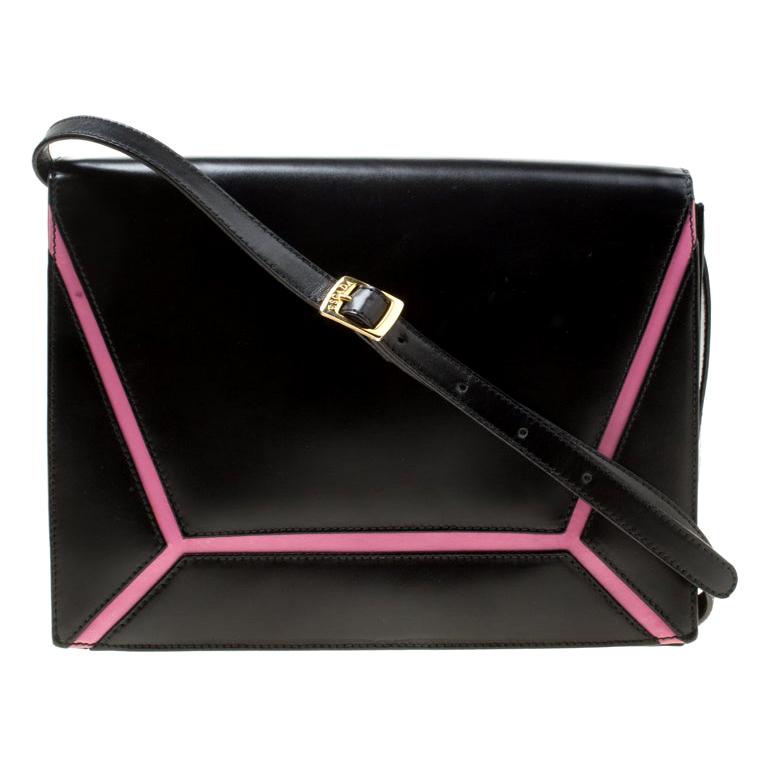Escada Black/Pink Leather Shoulder Bag at 1stDibs