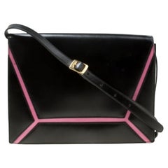 Bolso de hombro de piel negro/rosa de Escada