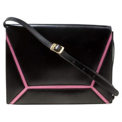 Escada Schwarz/Pink Leder Umhängetasche