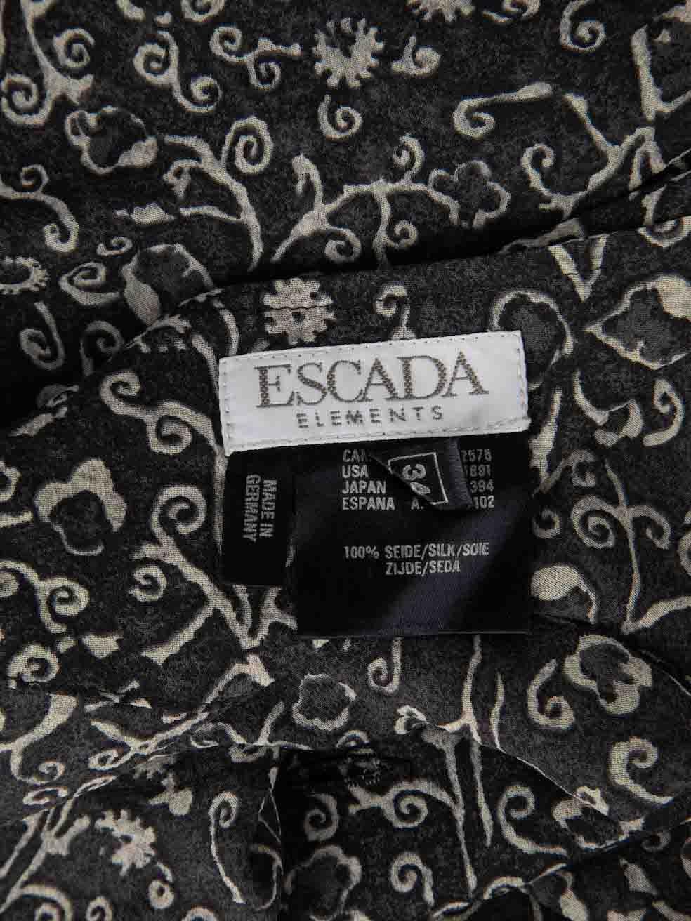 Women's Escada Black Silk Floral Sheer Blouse Size XS For Sale