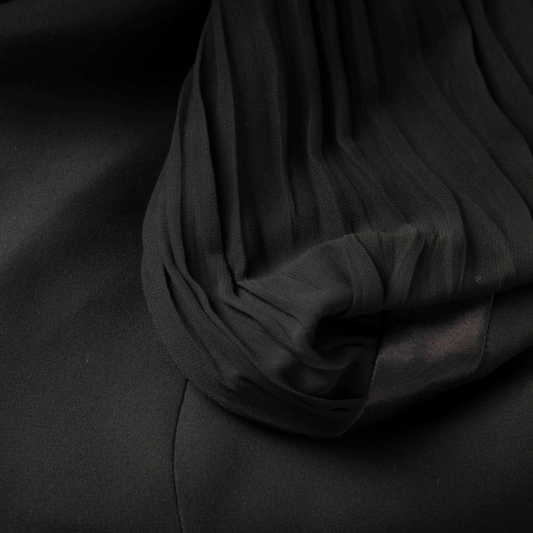 Women's Escada Black Silk Pleated Detail Dress Size S For Sale