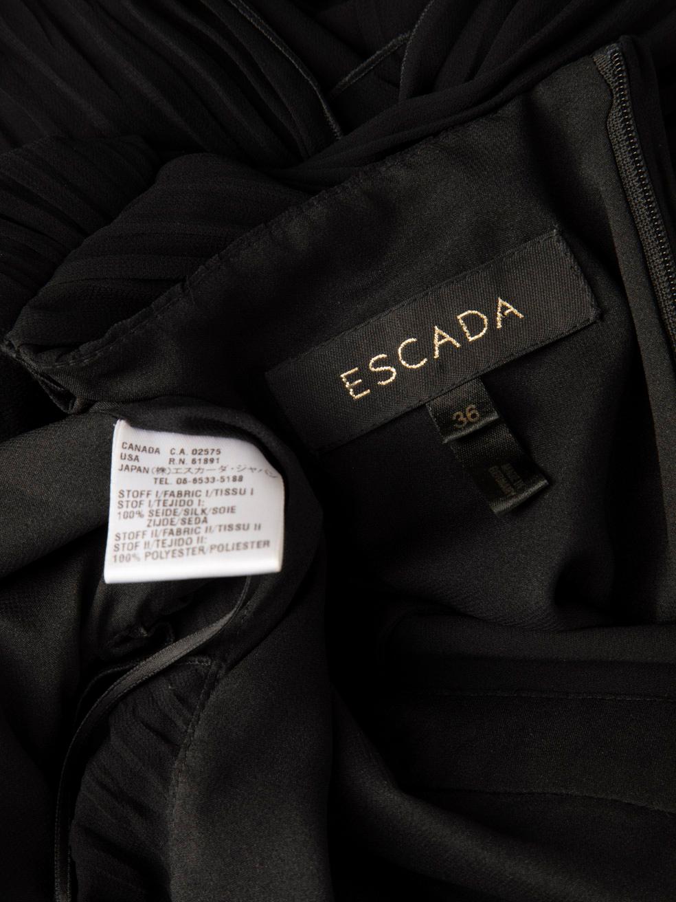 Escada Black Silk Pleated Detail Dress Size S For Sale 3