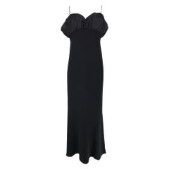 Escada Schwarzes Abendkleid aus Seide mit Strassriemen und Rüschen am Mieder