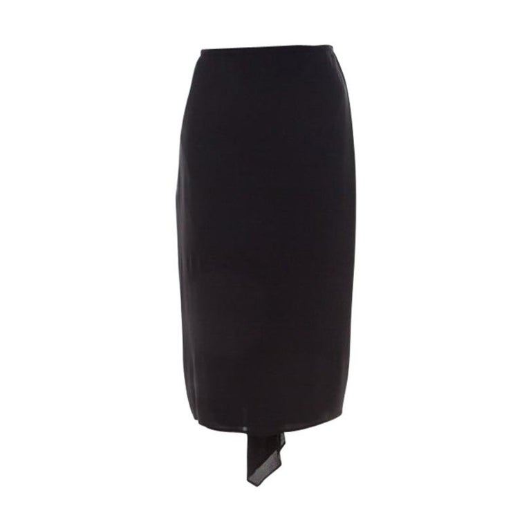 Escada Black Silk Ruched Back Asymmetric Pencil Skirt M For Sale at 1stdibs