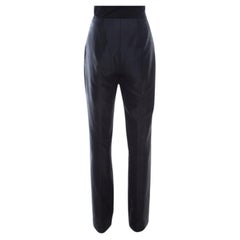 Escada Pantaloni a vita alta a gamba tesa in cotone e seta nera M. I.