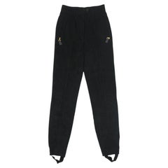 Escada Black Stirrup Pants With Gold Zippers
