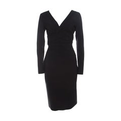 Escada Black Stretch Crepe Pintuck Detail Dinore Sheath Dress M