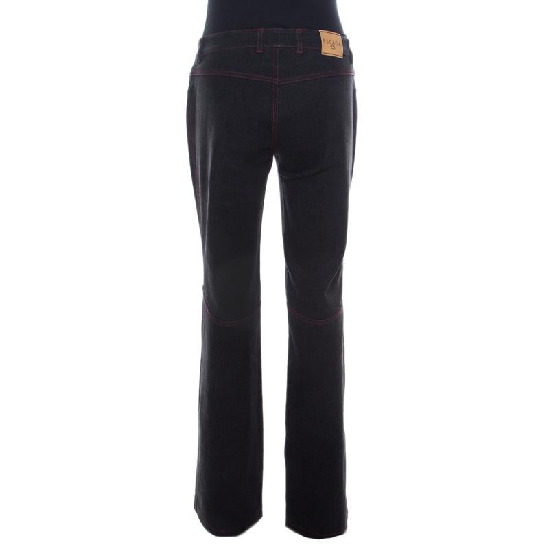 Made from cotton and elastane, these flared jeans from Escada will be a perfect addition to your denim collection. They carry pockets, front fastening and detailing of dragon embroidery. This creation is a buy you will want to wear again and