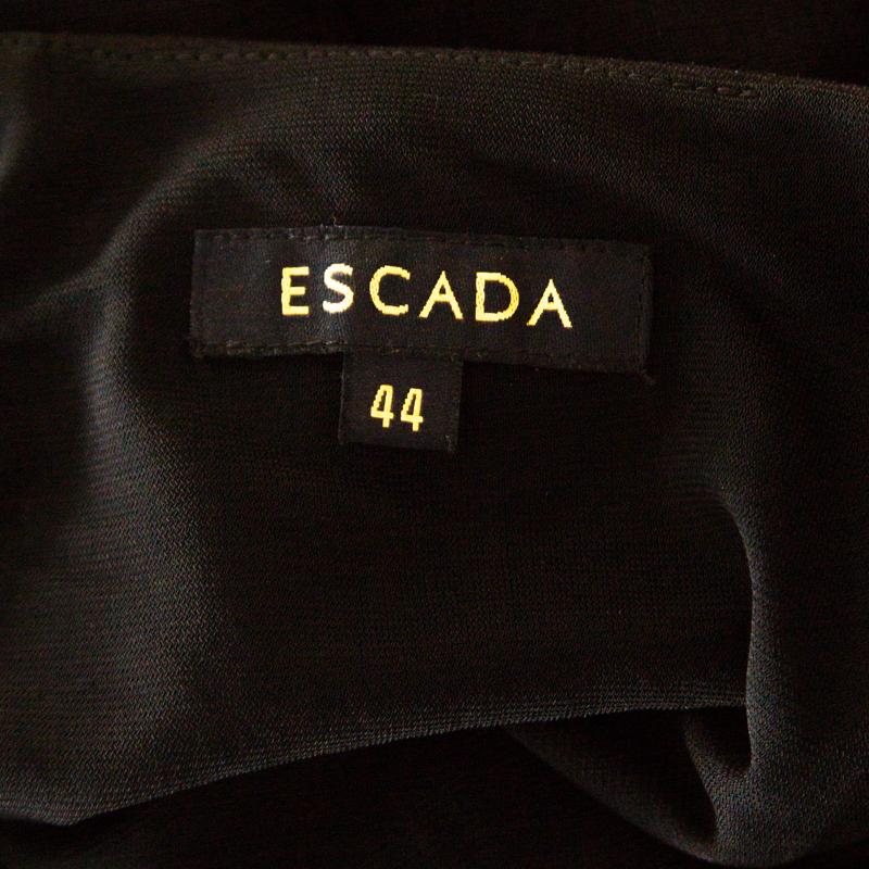 Women's Escada Black Stretch Knit Draped Pleat Front Runia Pencil Skirt XL