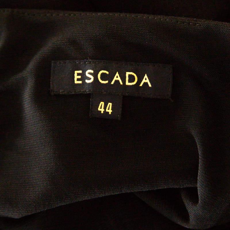 Escada Black Stretch Knit Draped Pleat Front Runia Pencil Skirt XL For Sale 1