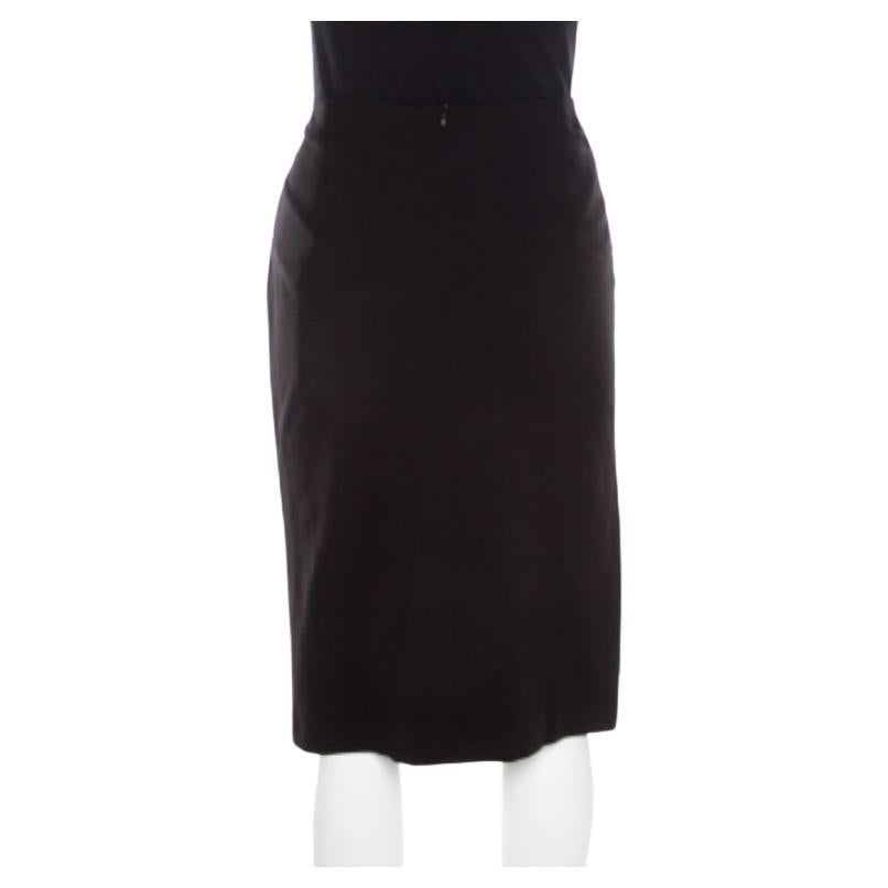 Escada Gonna a matita Runia nera in maglia elasticizzata con pieghe sul davanti XL in vendita