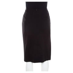 Escada Black Stretch Knit Draped Pleat Front Runia Pencil Skirt XL