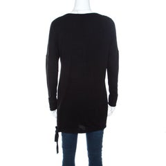 Escada Black Stretch Knit Plunge Neck Empire Erdem Top S