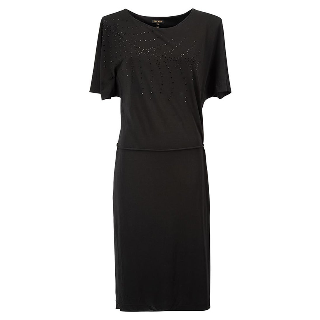 Escada Black Studded Knee Length Dress Size M For Sale