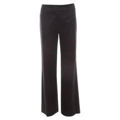 Escada Black Textured Cotton Jacquard High Waist Wide Leg Trousers M