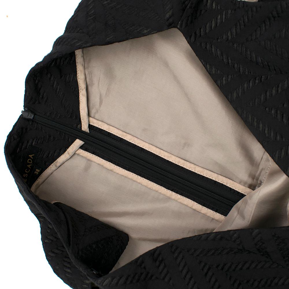 Women's Escada Black Textured Midi Shift Virgin Wool Dress - Size US 6 For Sale