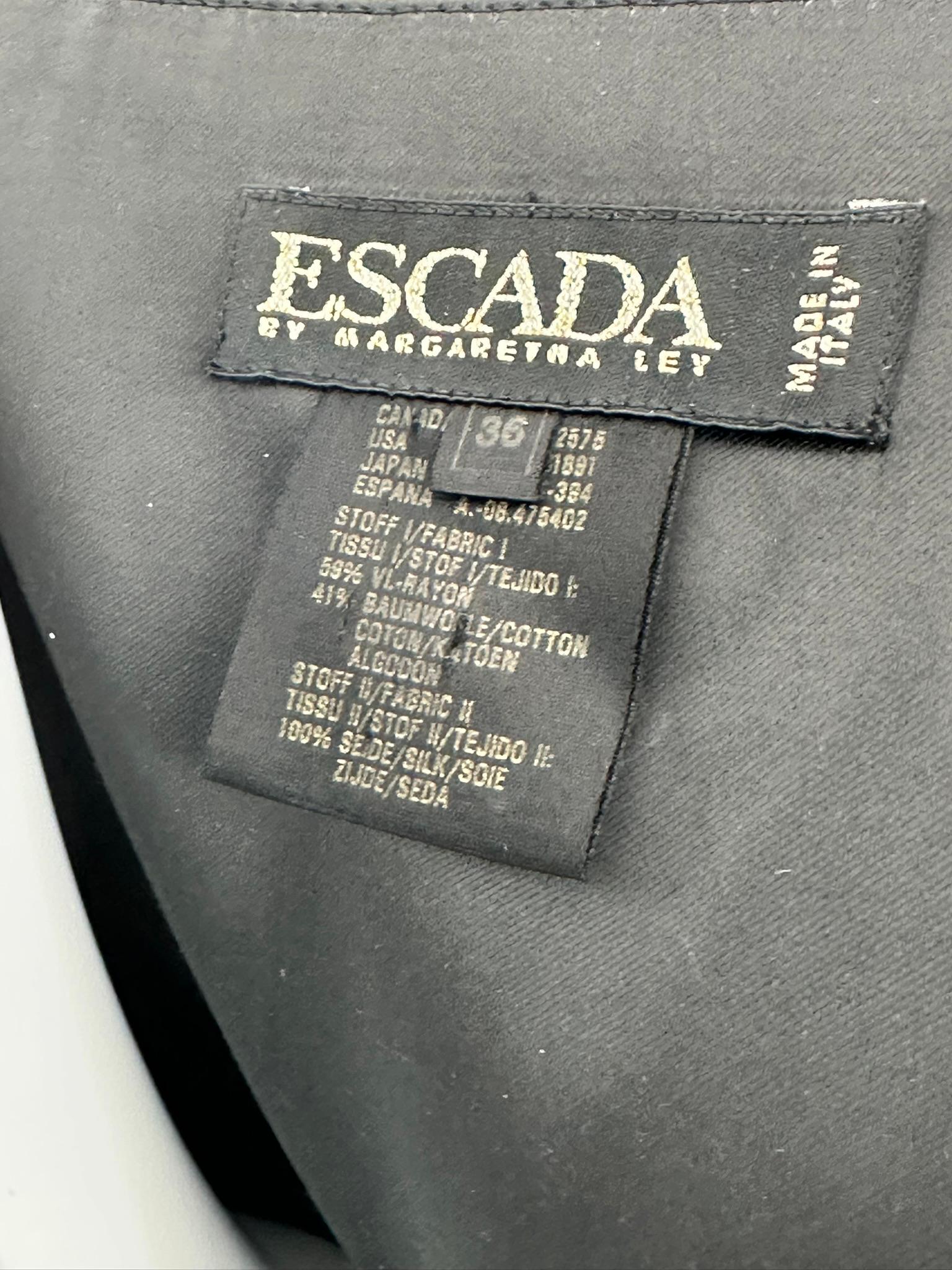 Escada - Vestito da cocktail con corpetto bustier in velluto nero e gonna a balze in taffetà - 36 in vendita 7