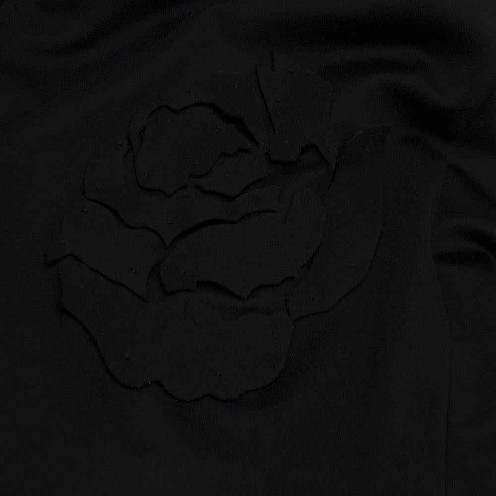 Escada Black Wool Blend Long Coat with Floral Embroidery - Size US 10 For Sale 4