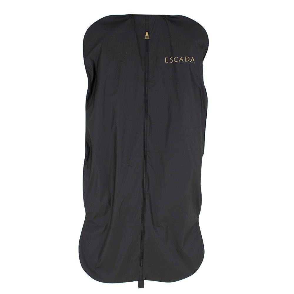 Escada Black Wool Blend Long Coat with Floral Embroidery - Size US 10 For Sale 1