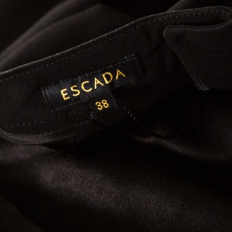 Escada Pantaloni Tovah a vita alta in crepe di lana neri M. in vendita 1